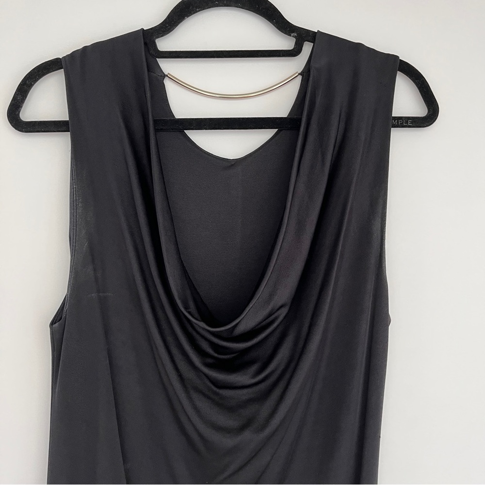 T BY ALEXANDER WANG - slinky black mini dress with gold strap - SMALL